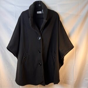 Le Moda Collar Cape Poncho Wrap with Buttons Fleece